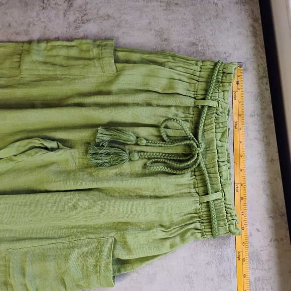 Wayan Natural Wear Cotton Cargo Pants Green Rope Waist Tie Travel Size Small - Picture 12 of 13